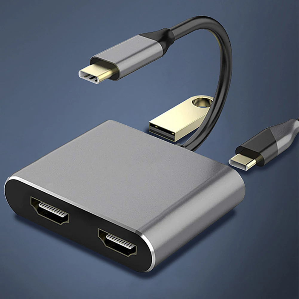 

4 in 1 Portable USB 3.1 Type C HUB Converter Dual 4K HDMI-compatible USB 3.0 PD Charge Video Audio Adapter