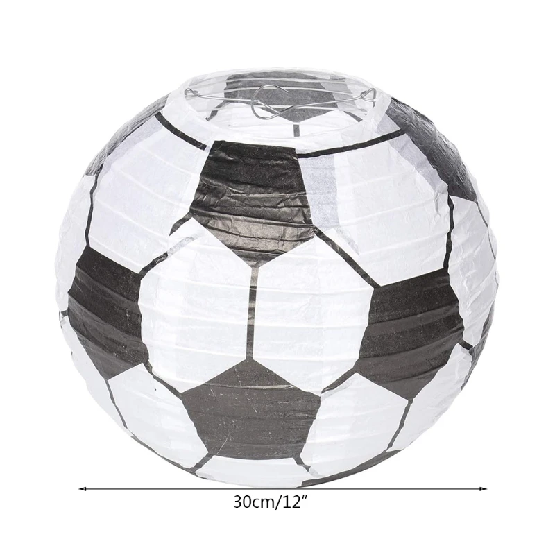 

10/12in Ball Round Paper Lantern Football LED Night Light Hanging Lamp Shade Decoration for Birthday Wedding Christmas