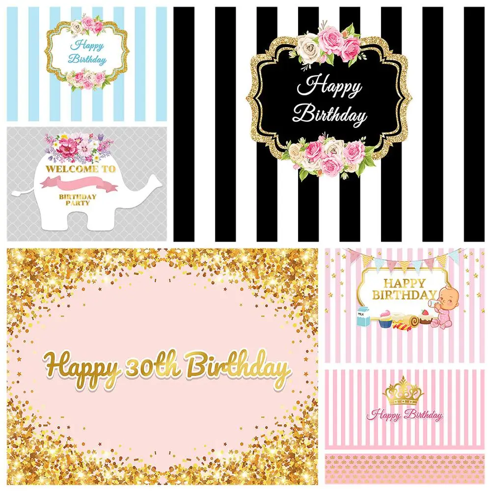 

Golden Black Pink Stripes Photo Backdrops Birthday Party Banner Photography Backgrounds for Children Baby Shower Photo Shootings