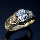 Женское модное роскошное изысканное обручальное кольцо с прозрачным бриллиантом и круглой огранкой Золотой розы