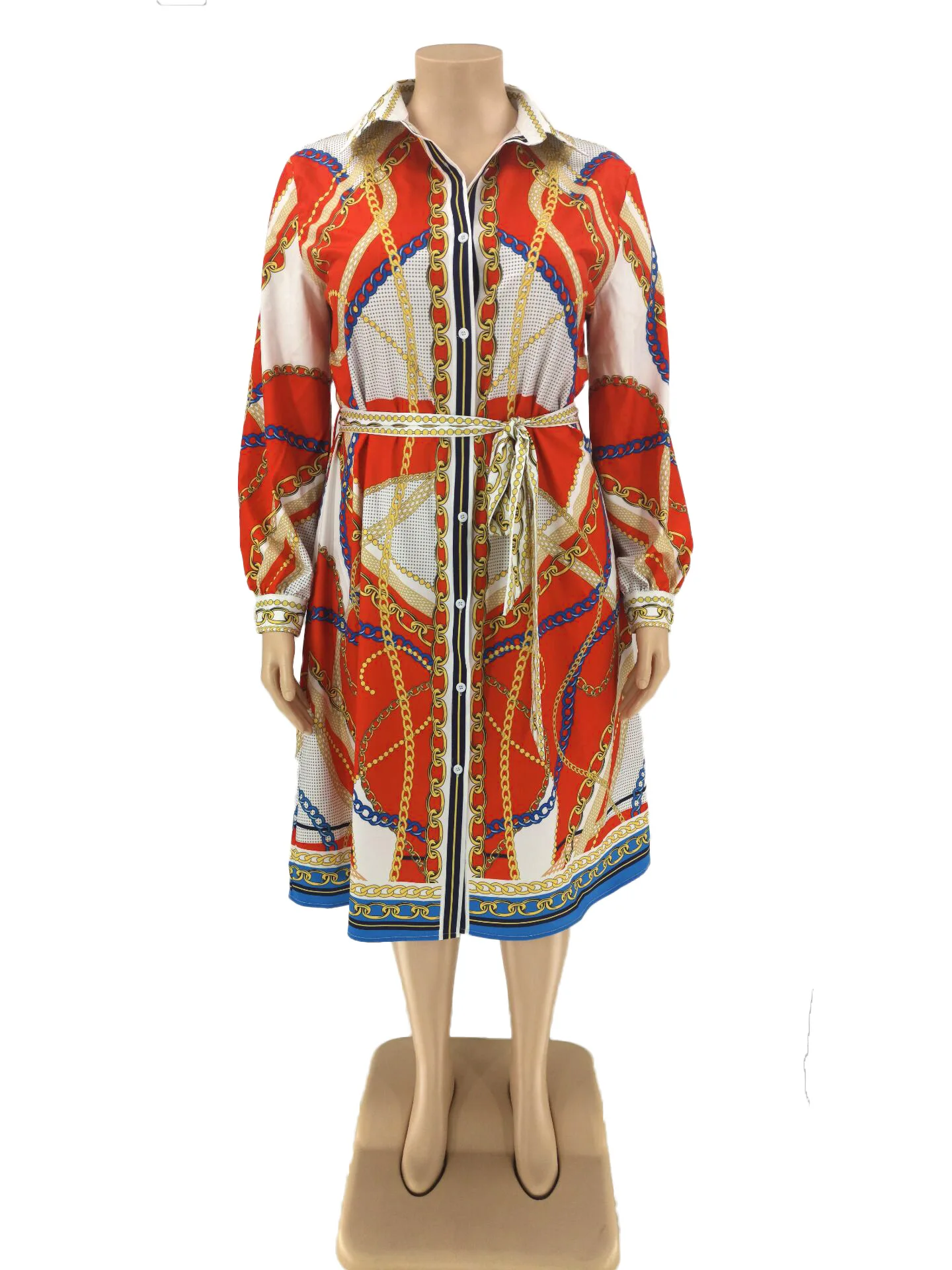 Новинка Осень/Зима 2019 африканская мода женское платье на пуговицах рубашка