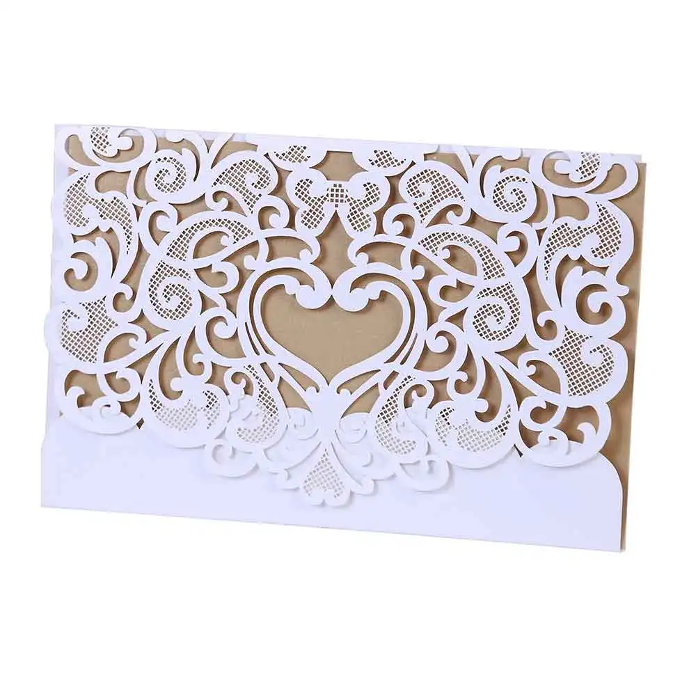 

10 Packs Romantic Wedding Invitation Card Delicate Carved Small Floral Pattern Laser Cut Mr Mrs Wedding Name Card Party Favors