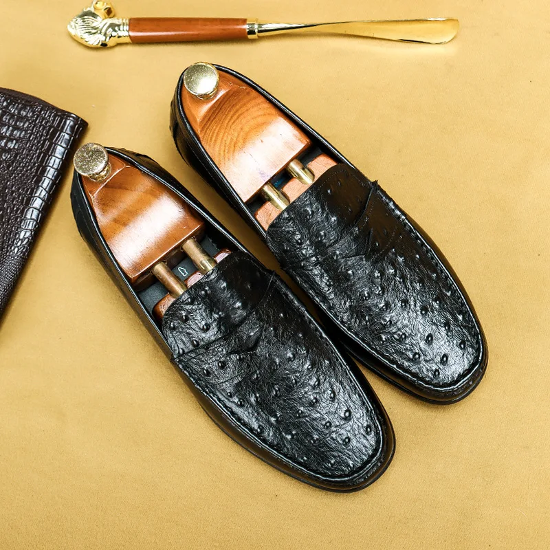 Great2020 мягкая повседневная мужская обувь из натуральной кожи с принтом страуса |