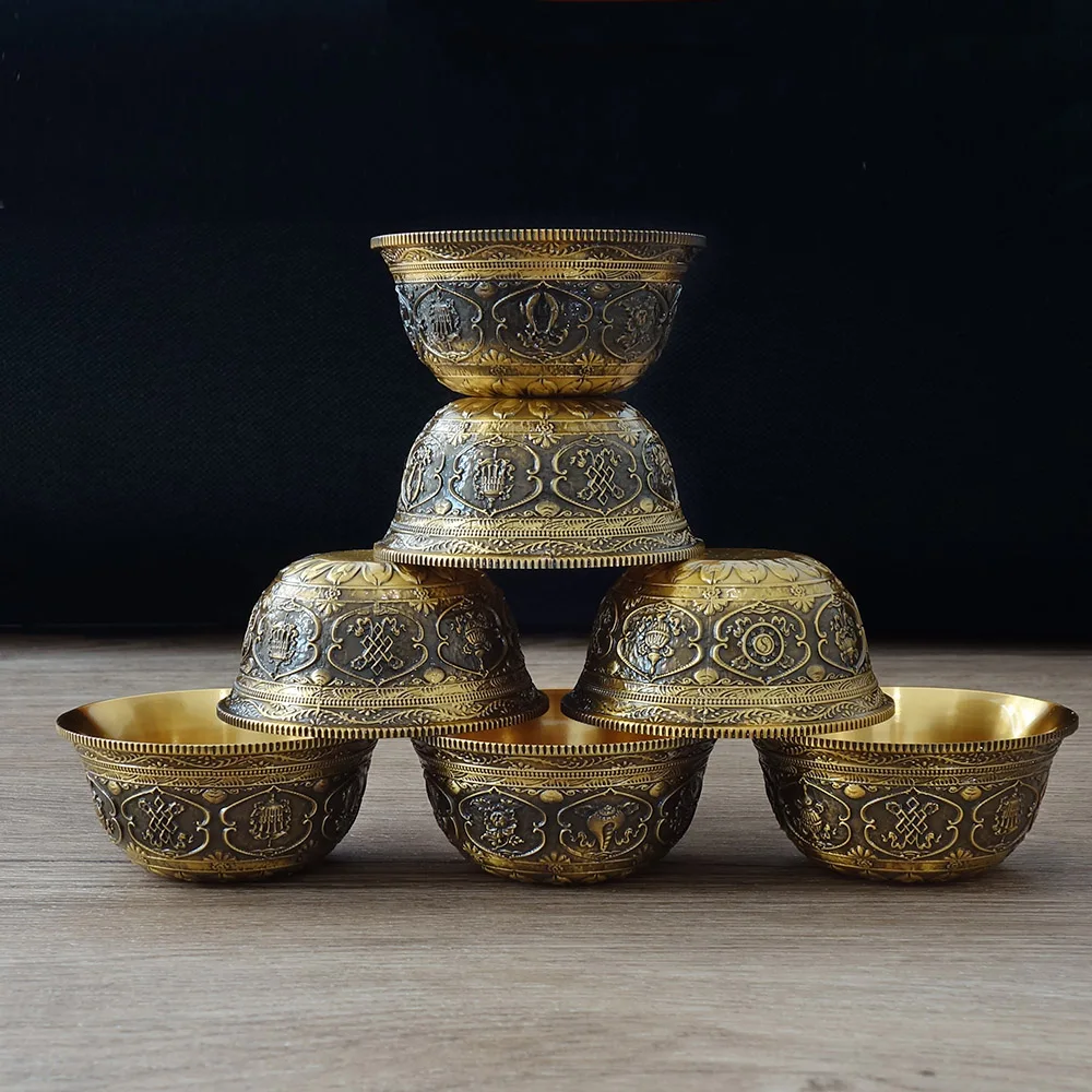 Буддийская чаша Толстая Медная тибетская ритуальная тарелка латунь Восемь