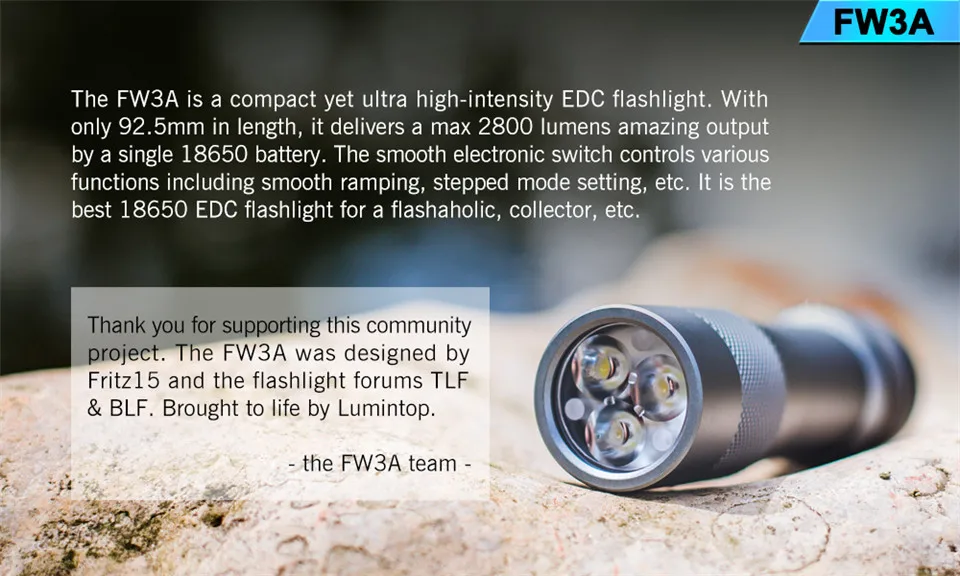 LuminTop FW3A 3 шт. Cree XPL HI светодиодный s электронный задний переключатель Тактический стробоскоп подсвечник светодиодный фонарь рекомендуемый аккумулятор 18650