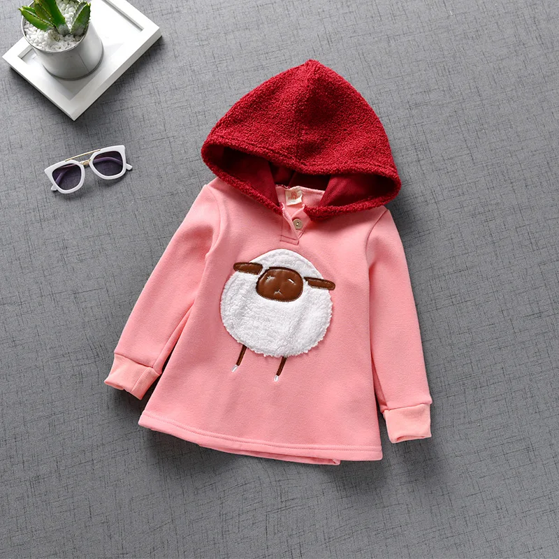 Girls Hoodies Dress 2019 New Autumn Winter Kids Dresses for Thick Warm Cartoon Sheep Children Clothing Toddler Costume | Детская одежда