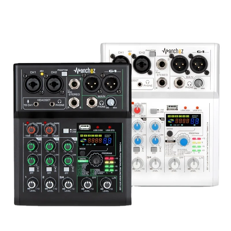 Manу G4 Mini 4-канальная звуковая карта микшер USB консоль DJ Караоке смартфон