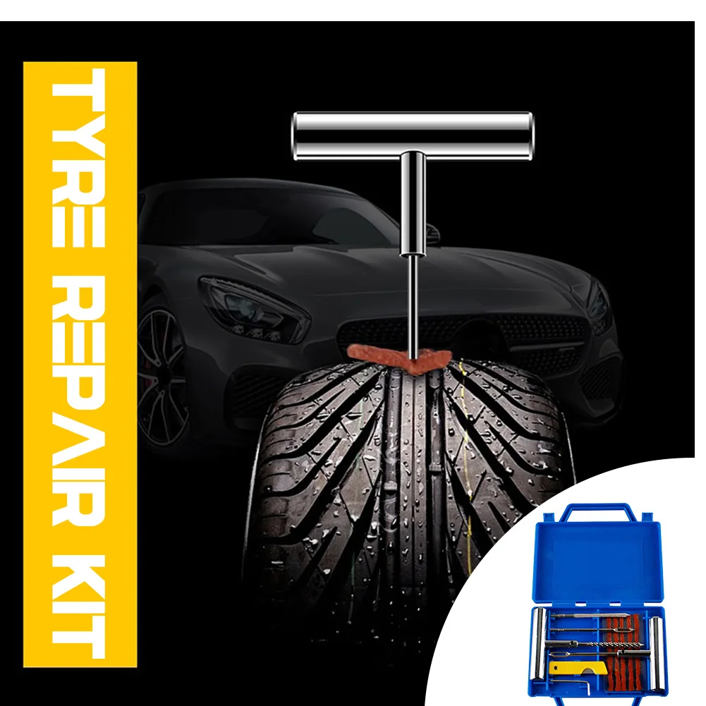 

11pcs Travel Puncture Tool For Automobiles Handle Multifunction Fix Plug Flat Portable Tyre Repair Kit Outdoor Metal Universal