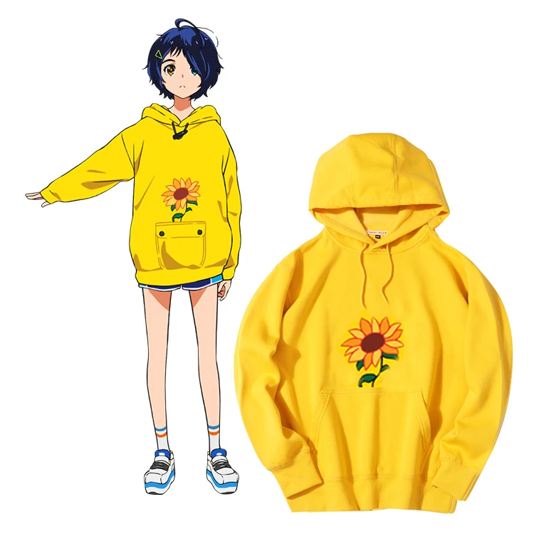 

New Anime WONDER EGG PRIORITY Ohto Ai Hooded Sweatshirt Spring Autumn Hoodies Cosplay Fashion Casual Pullover Tops Yellow Coat