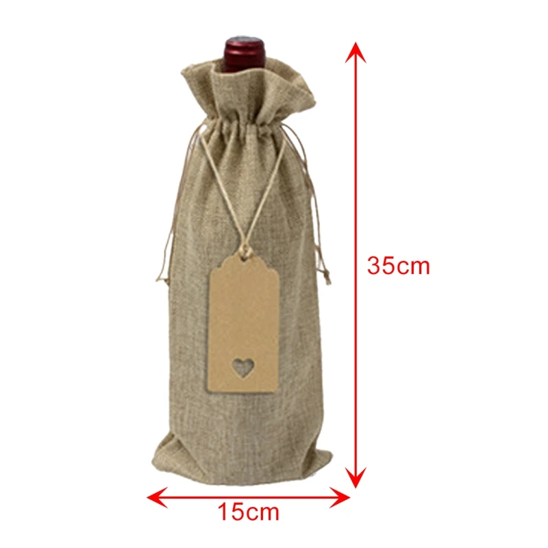 

12 Pieces Burlap Wine Bags Jute Wine Bottle Bags with Drawstrings Reusable Wine Gift Bags with Tags for Party Blind Tasting Birt