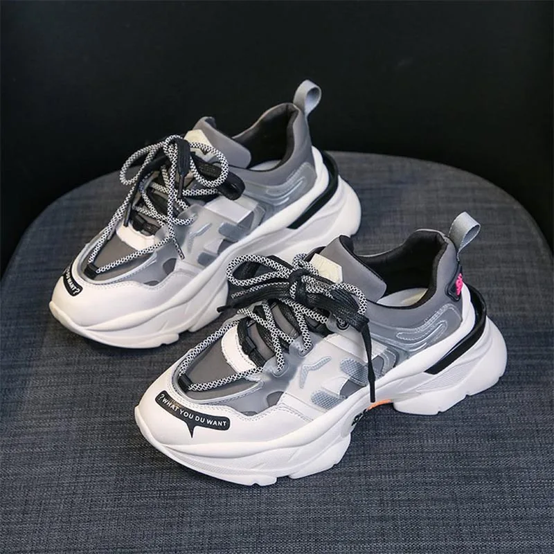 Ins/популярные женские кроссовки Модная обувь для папы на массивном каблуке Обувь