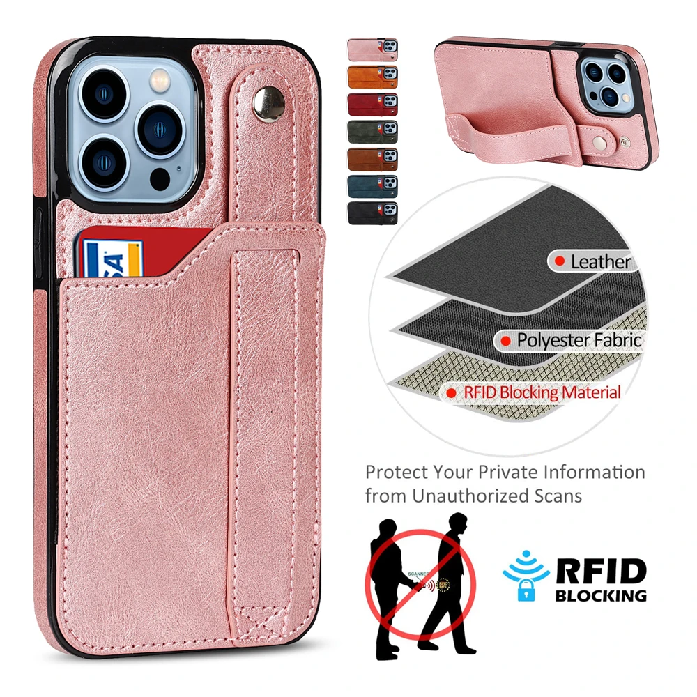 

Anti-theft Leather Case Protect Cover For Apple iPhone 13 12 Mini 11 Pro Max X XR XS Max 7 8 Plus SE 2020 Stand Coque Flip Funda