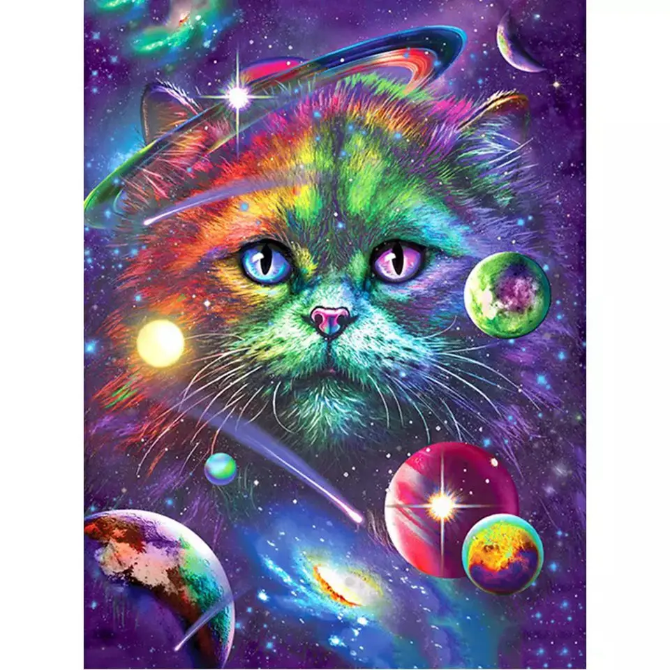 

New Home Furnishings 5D Diamond Painting Handmade Mosaic"Animal Color Kittens"DIY Full Square Cross stitch Diamond Art Deco Gift