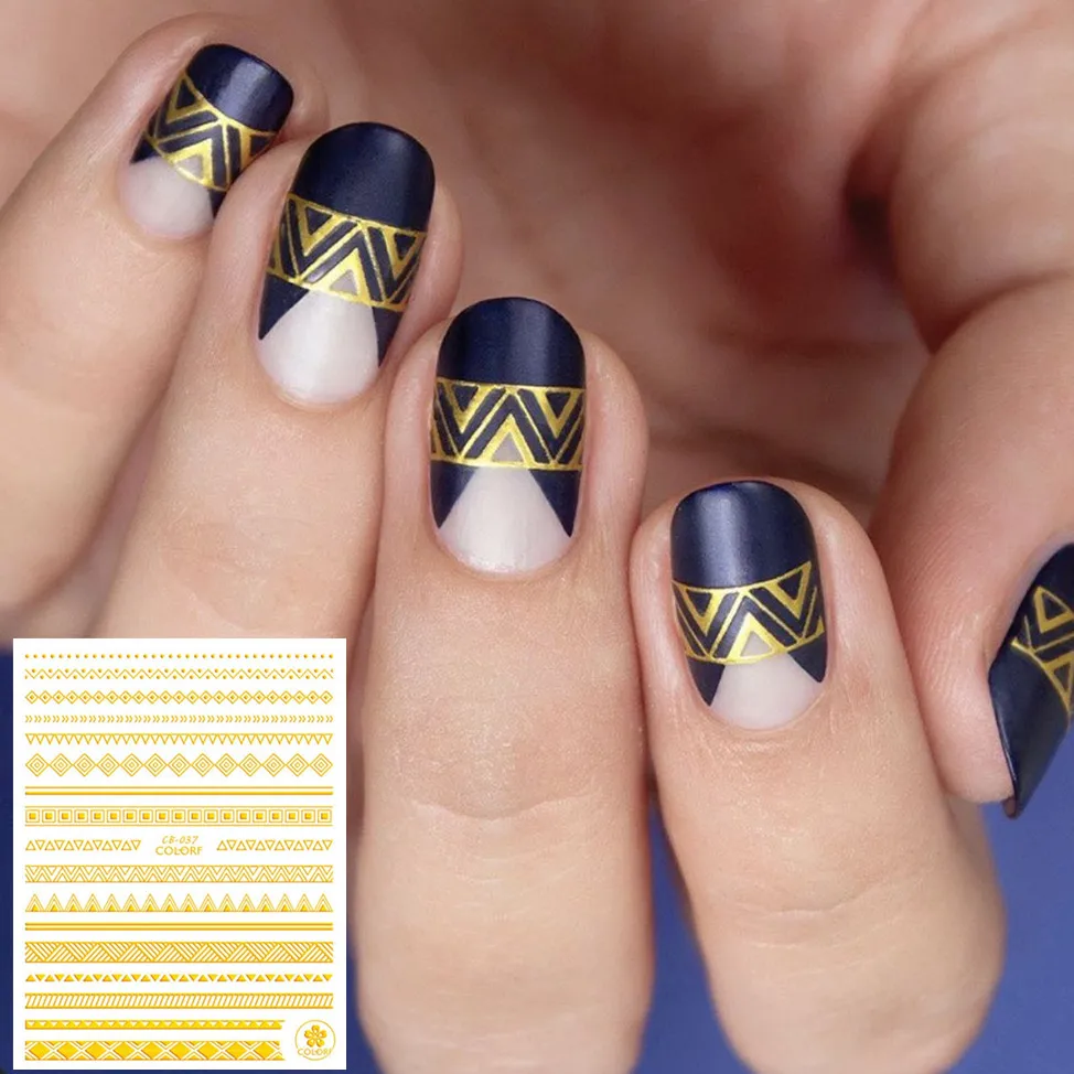 

CB-37 serie 4 COLORS BLACK WHITE GOLD SILVER DESIGNS COOL 3d nail art stickers decal template diy nail tool decorations