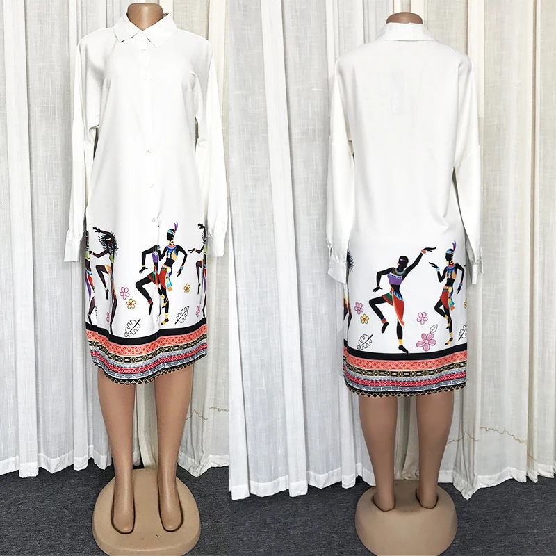 

2021 New Casual Women Print Wrist Dress