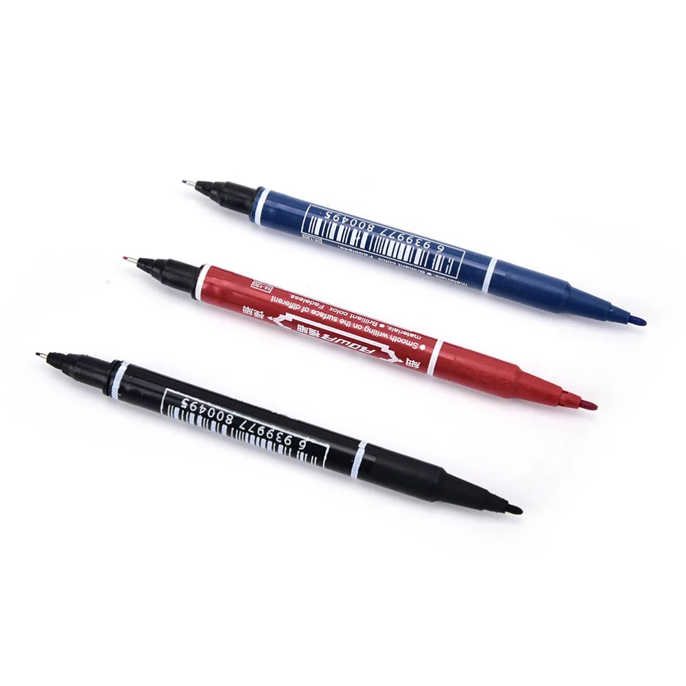 3 Colors Practical Marker Pen Double Hand Pens Waterproof Ink Portable Fine Colour | Канцтовары для офиса и дома