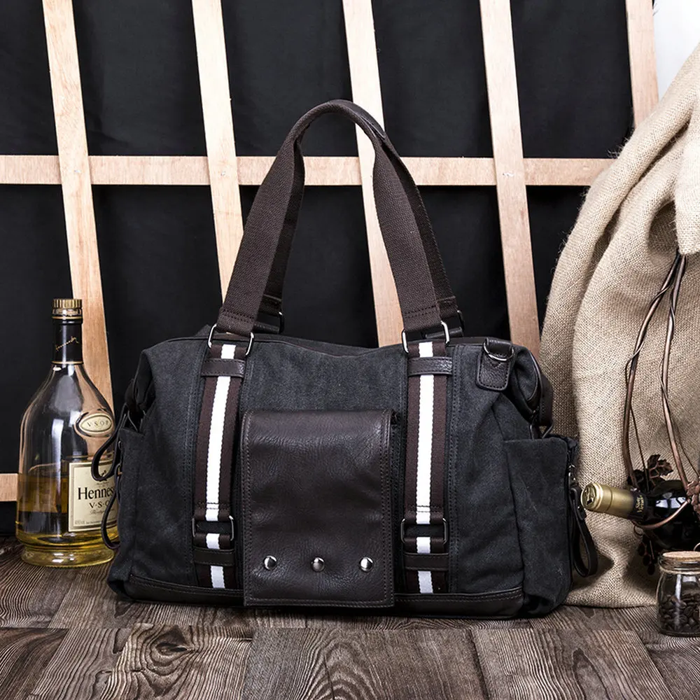 Bolsa de Lona Bolsa de Ombro Bolsa de Viagem Masculina Casual Bolsa Crossbody Retro Grande Capacidade B46-49