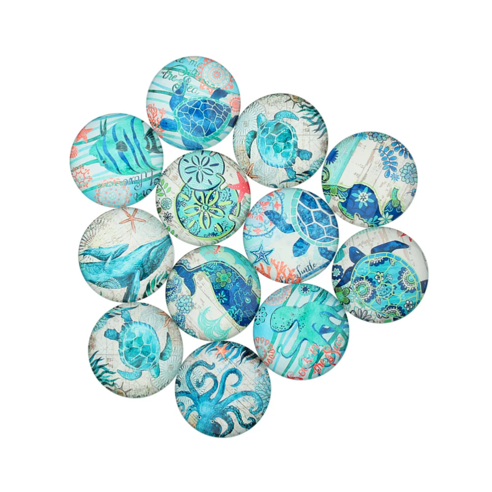 

20pcs Marine Pattern Glass Paster Time Glass Sticker DIY Jewelry Accessories (Mixed Color 10mm)