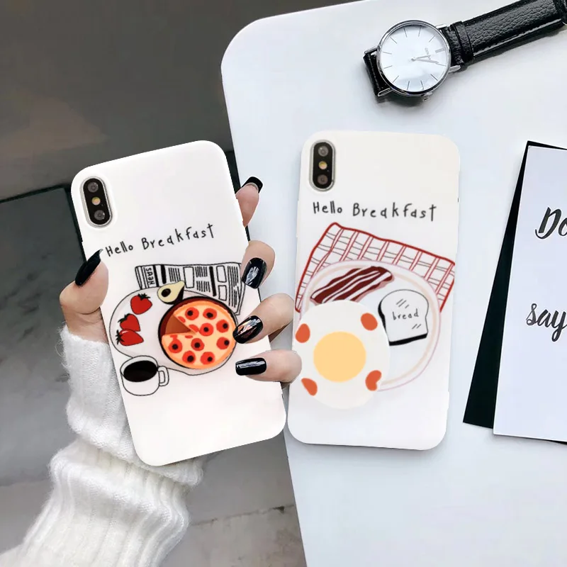 Забавные Чехлы JAMULAR для телефона на завтрак iPhone 7 11 Pro XS MAX X XR 8 6 6s Plus милый мягкий