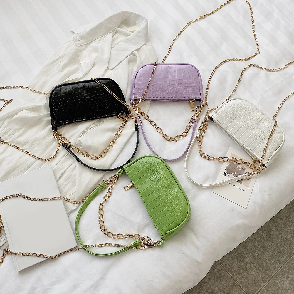 

Retro Casual Women Totes Shoulder Bags Female Leather Solid Color Chain Handbag Fashion Exquisite Shopping Bag