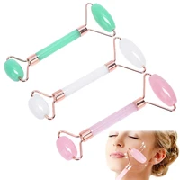 rose quartz natural crystal stone massager for face lift up jade stone roller slimming thin chin facial skin care tool