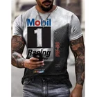 Футболка мужская Спортивная с коротким рукавом, с 3D-принтом марки Mobil 1 Oil Company