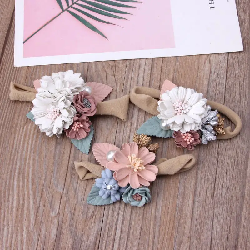 Lovely Baby Headband Fake Flower Nylon Hair Bands For Kids Artificial Floral Elastic Head Headwear | Детская одежда и обувь