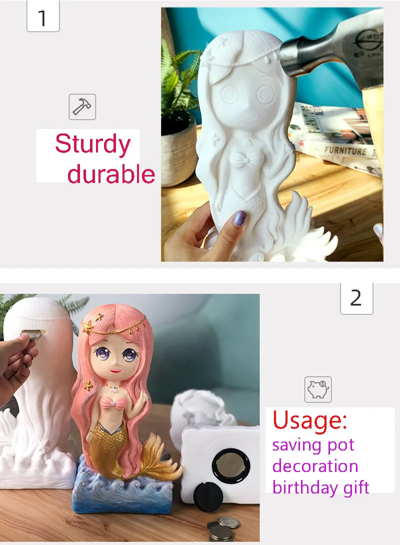 DIY живопись принцессы кролика динозавра копилка монетница кукла рисунок