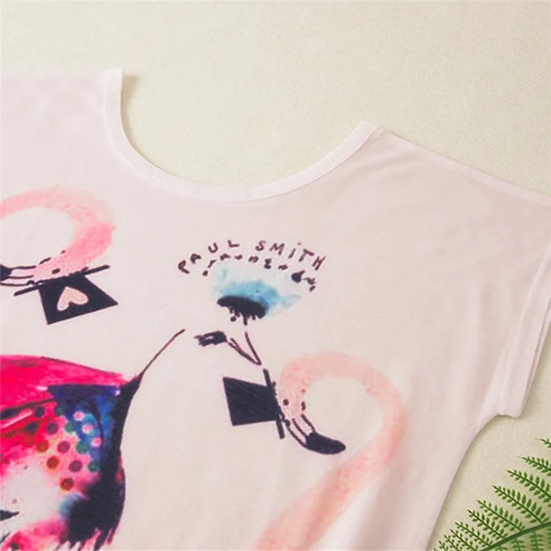 Женская футболка с круглым вырезом и принтом фламинго в стиле Харадзюку | одежда