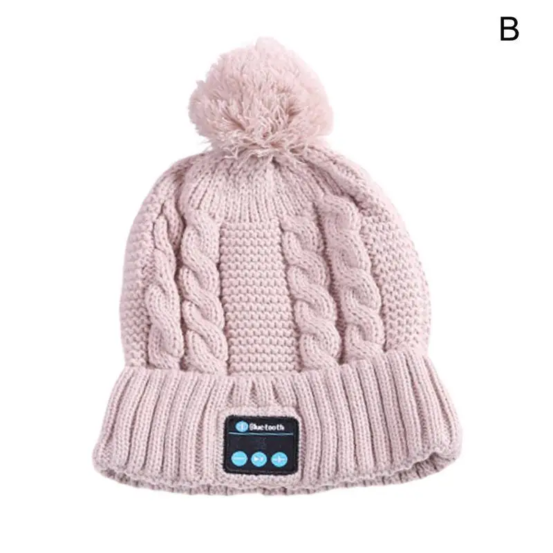 Вязаная шапка с шариками, беспроводная гарнитура, стерео, Bluetooth, шапка, цветная музыка, теплые зимние вязаные шапки, Bluetooth гарнитура, шапка для смартфона - Цвет: B