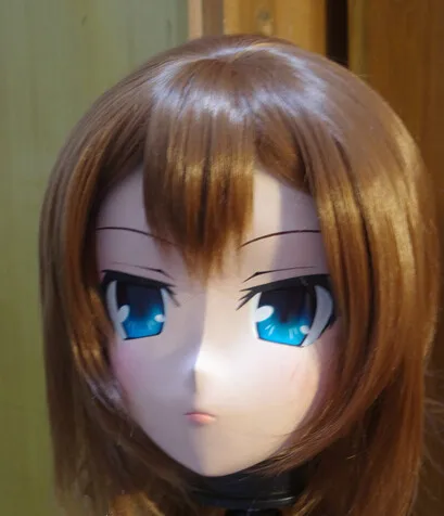 

New Arrival Female Silicone Rubber Face Mask Cosplay Blue Eyes Short Hair Kigurumi Mask Crossdresser Doll Anime Role Play