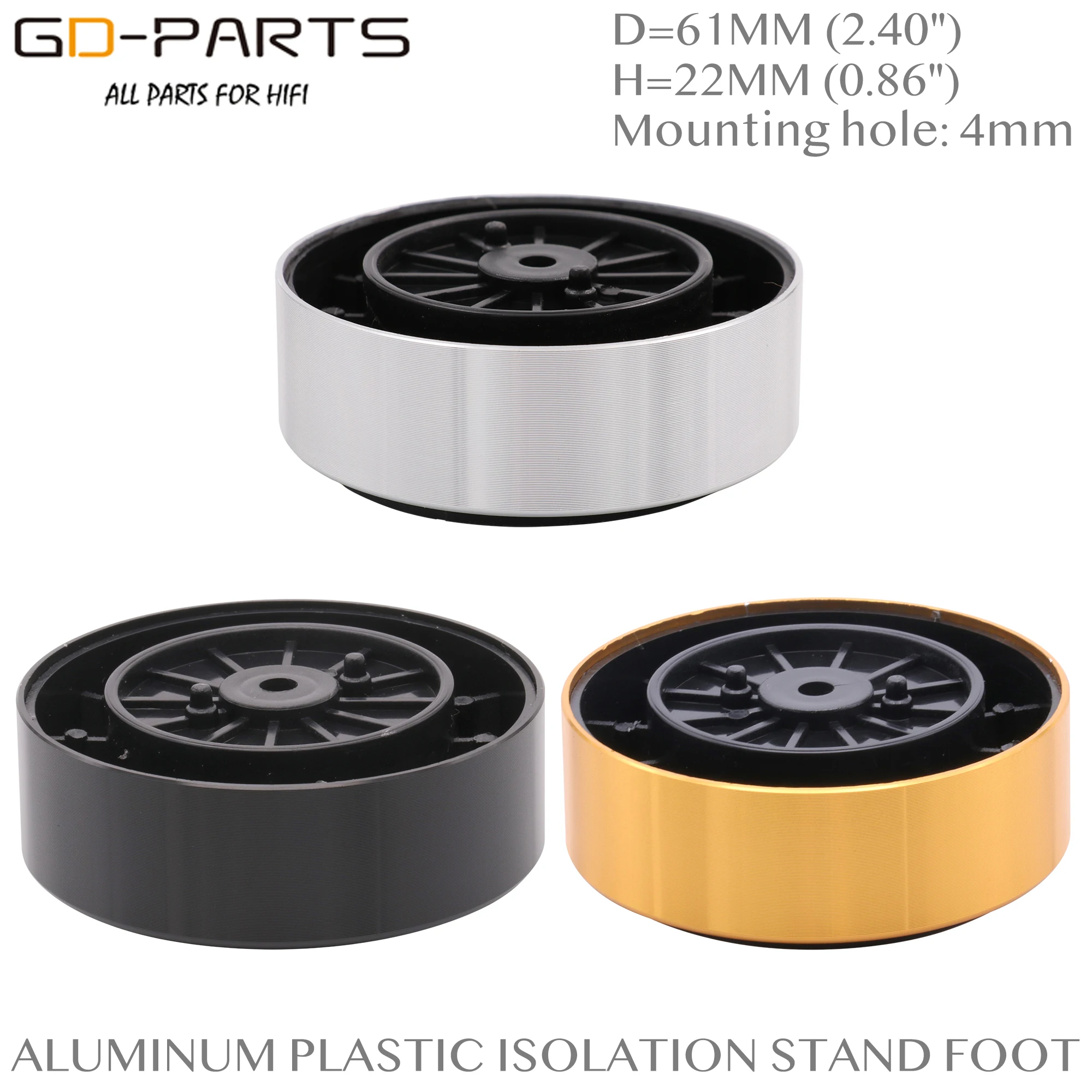 Apoio de Piso Apoio de Alumínio Usinado com Pés Apoio de pé para Toca Plástico Hifi Amplificador Dac Gravador 4pc 61*23mm cd
