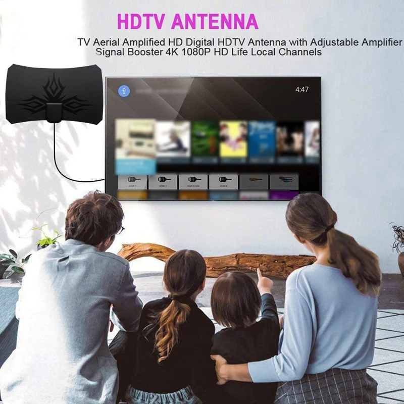 HD ТВ антенна 4K цифровая внутренняя усиленная 25Dbi HD1080P DVBT2 Бесплатный просмотр