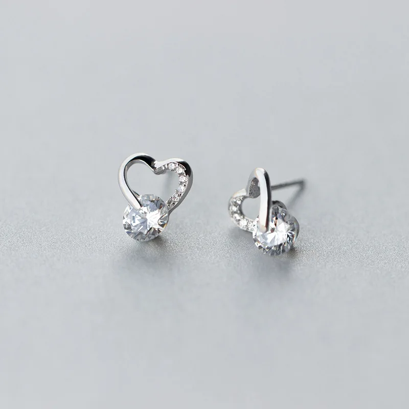 Trusta 925 пробы Серебряные ювелирные изделия Модные милые миниатюрные 9 мм X 10 мм полые CZ серьги в виде сердца, подарок для девочек Дети Леди DS545