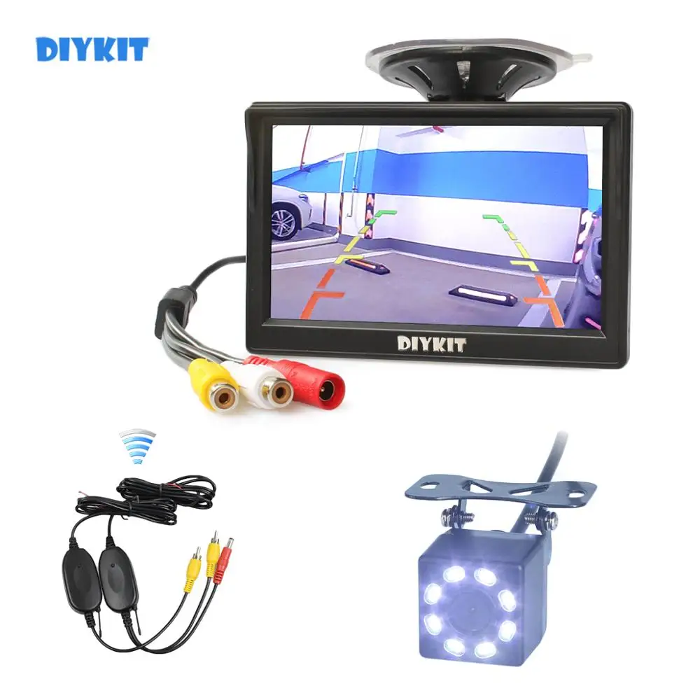 

DIYKIT Беспроводная 5 "HD Автомобильный монитор заднего вида Водонепроницаемая светодиодная камера ночного видения, резервная камера заднего в...