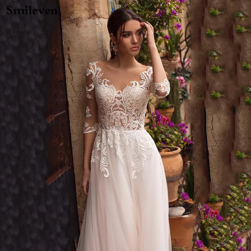 Smileven свадебное платье 3/4 с длинным рукавом Boho платья невесты для женщин Линия