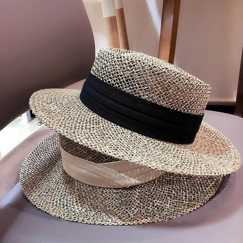 Соломенная шляпа ручной работы с широкими полями модная кепка женские летние