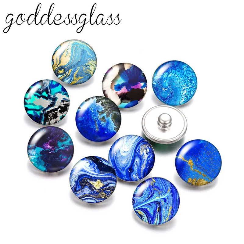 

New Blue style wave ripple pattern 10pcs Round photo 12mm/18mm snap buttons for 12mm/18mm snap necklace DIY findings jewelry