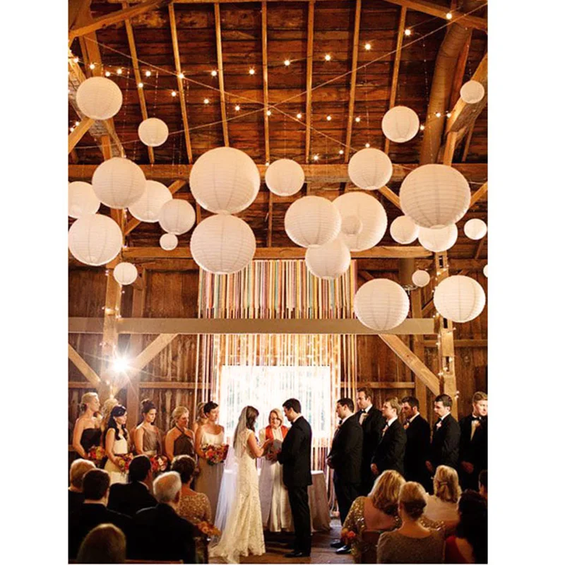 

10pcs 15-20-25-30-35 Chinese New Year Decorations White Paper Lantern Wedding Decoration Lampion Wishing Paper Lamps Fener