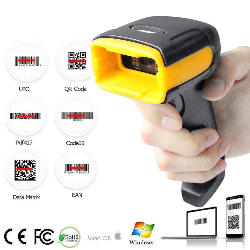 Беспроводной 2D сканер штрих-кода, длинный дистанционный проводной qr-код PDF 417 сканер штрих-кода для инвентаризации POS терминала H1 и H1W