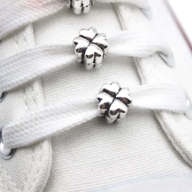 

12pcs Shoelace Buckle Shoe Decoration Metal Four Leaf Clover DIY Clips Ring Charms Shoelaces Gifts Accessories Supplies Laces Sh