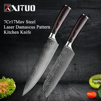 xituo 78 inch kitchen knives sets japanese santoku knife 7cr17mov stainless steel utility chef knife razor sharp cooking tools