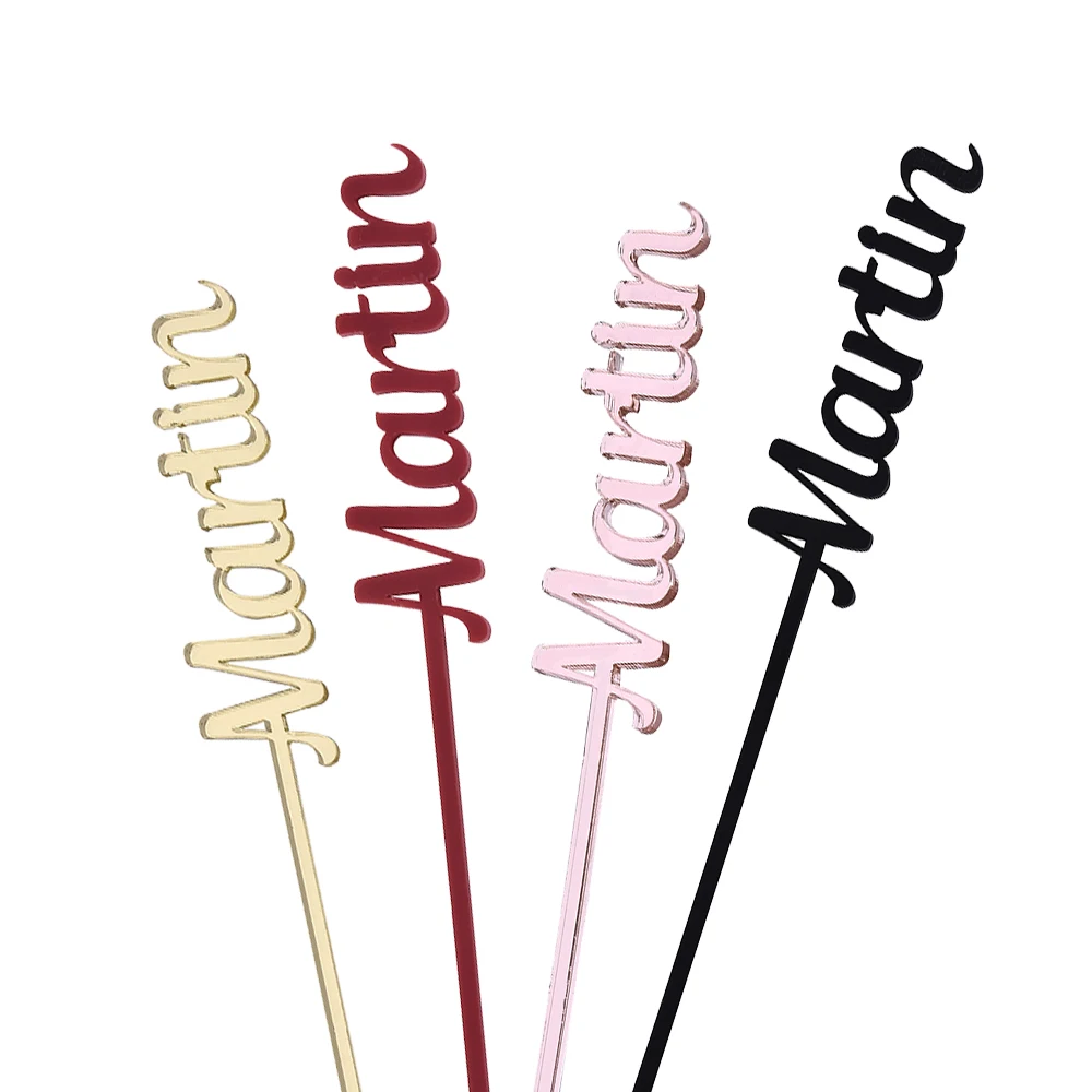 12 шт. персонализированные палочки для напитков с именем мордочка ко Дню Святого