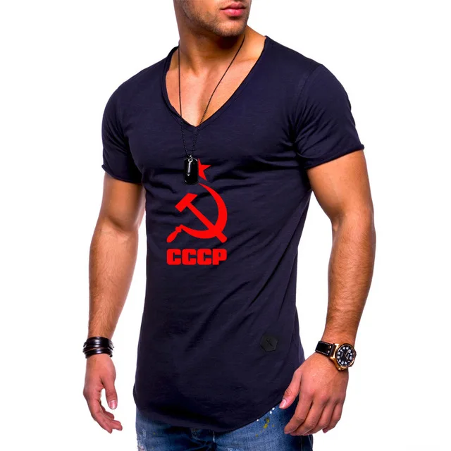 Новинка 2020 Мужская футболка с принтом СССР Россия Советский Союз однотонная