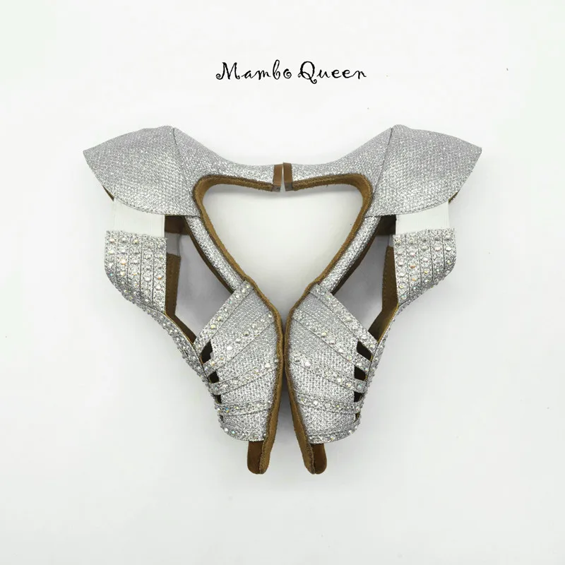 Женские туфли для латиноамериканских танцев Mambo queen Обувь бальных серебристые