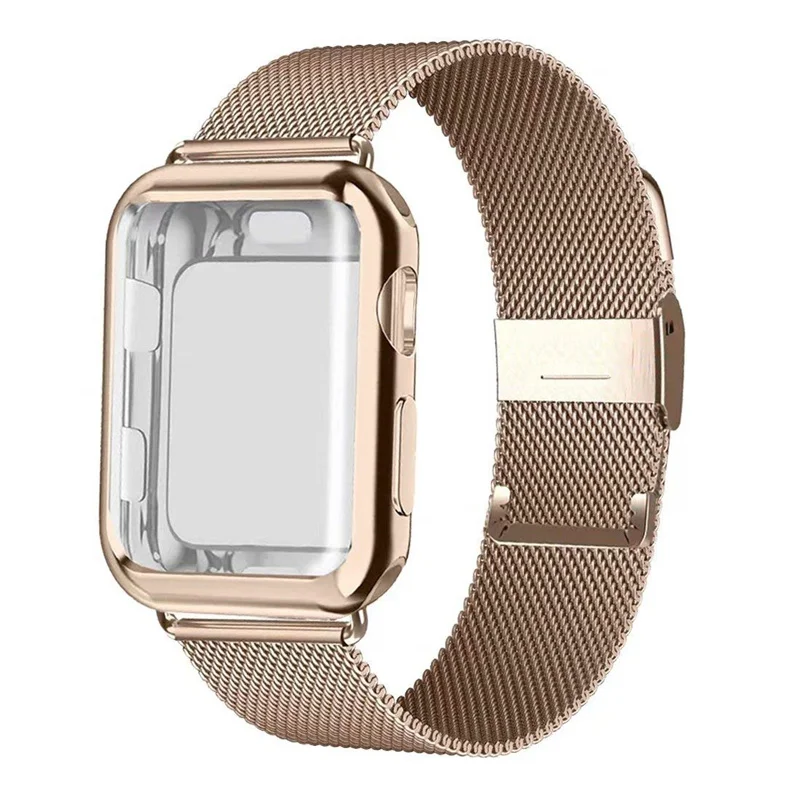 Чехол+ ремешок для Apple Watch Band 44 мм 40 мм iWatch band 42 мм 38 мм браслет из нержавеющей стали Миланская петля Apple watch 5 4 3 2 1 40