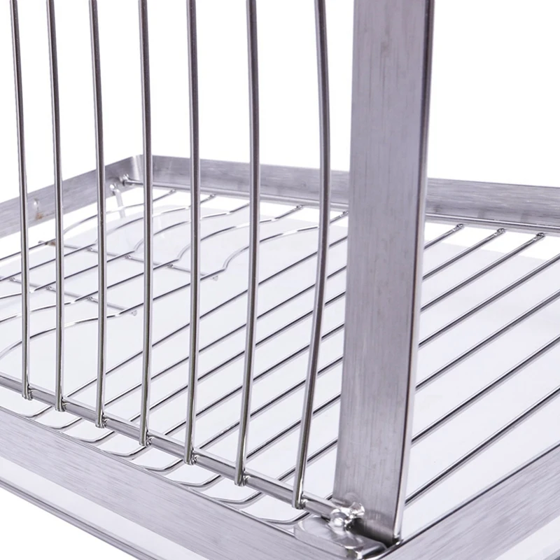 

Stainless Steel Folding Hanging Dish Rack Draining Bowl Rack with Bamboo Trivet Kitchen Bamboo Hot Pads Trivet Mat Set