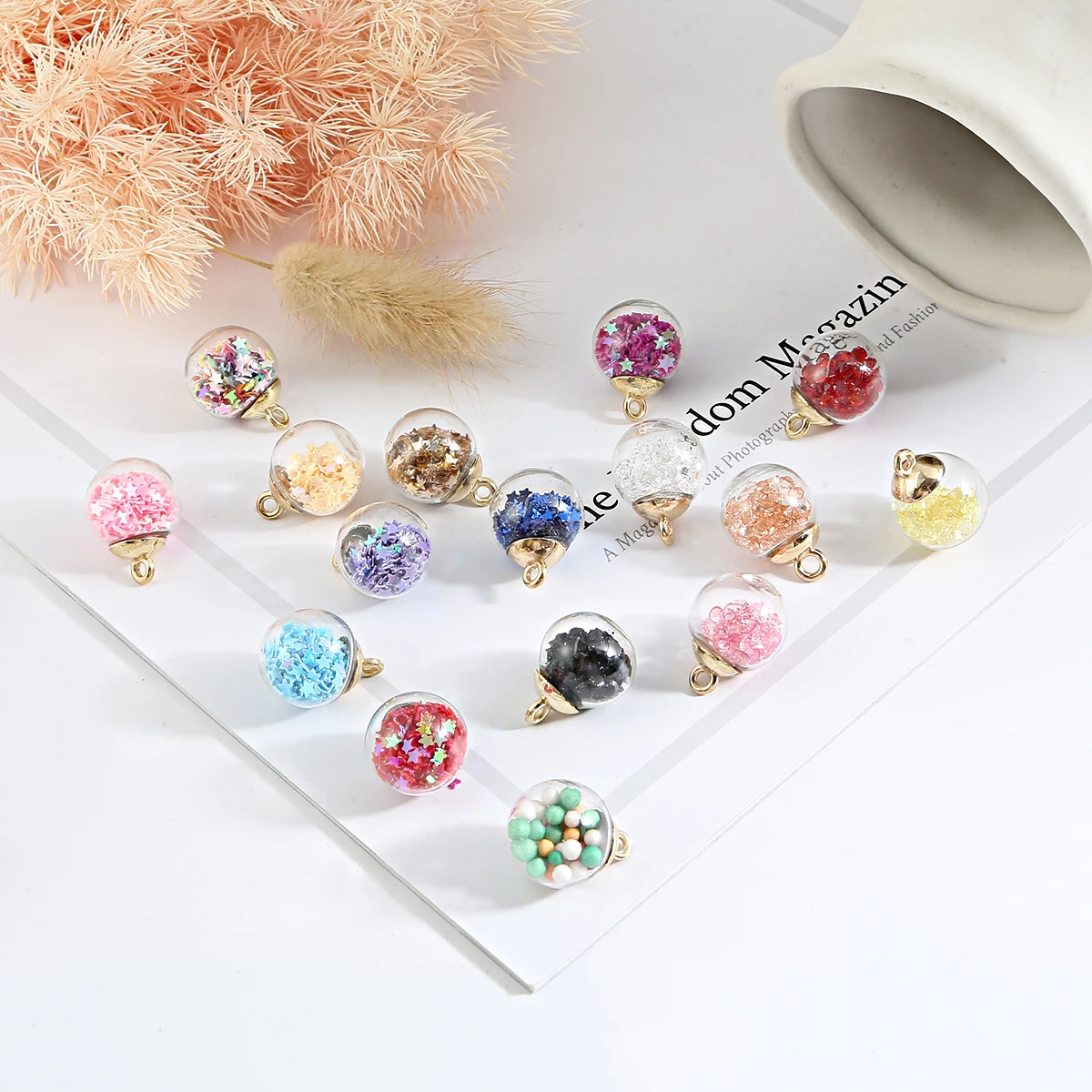 Прозрачный стеклянный шарик подвески в виде звезд для ожерелья сделай сам 15 мм 10