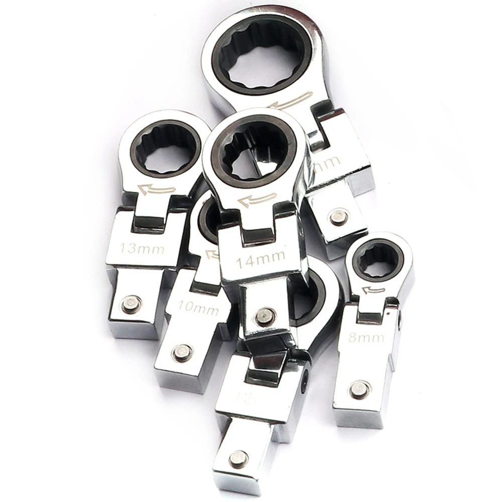 

Shaking Head Wrench 8Pcs Removable Combination Set 180 Rotatable Metric Handle Tools Multifunction Flexible Ratchet Spanner