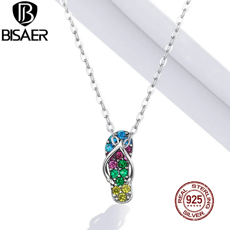 Шлепанцы BISAER ECN408 из серебра 925 пробы с радужным цирконием регулируемая Длинная